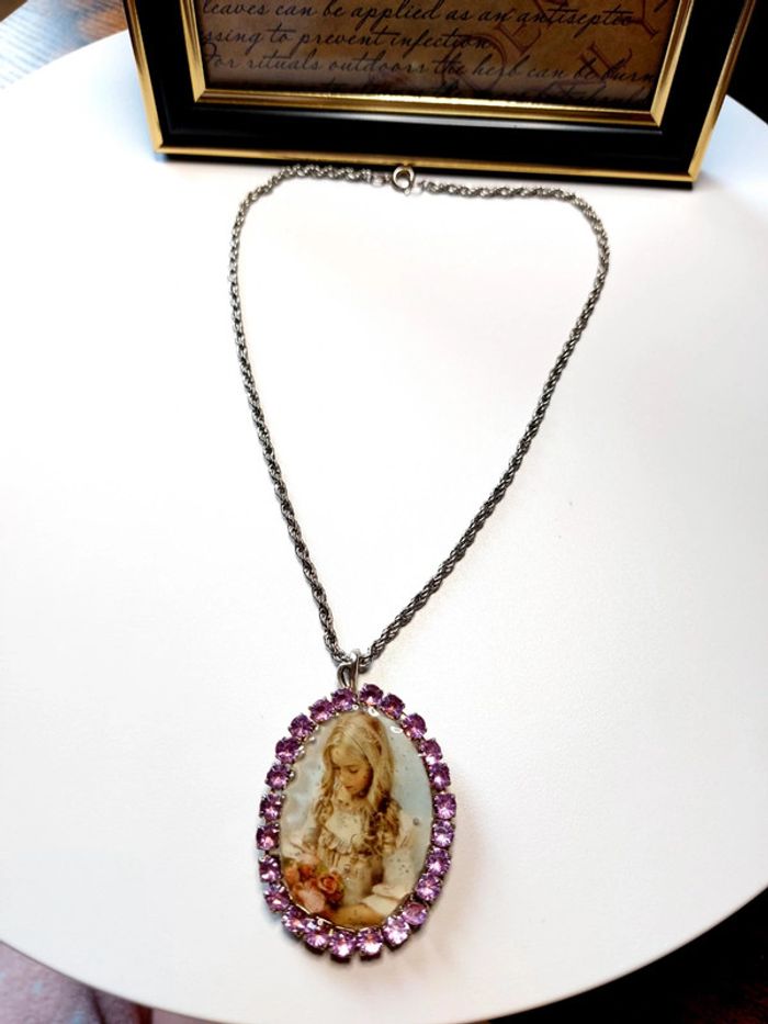 Magnifique collier style vintage victorien portrait fillette - photo numéro 7