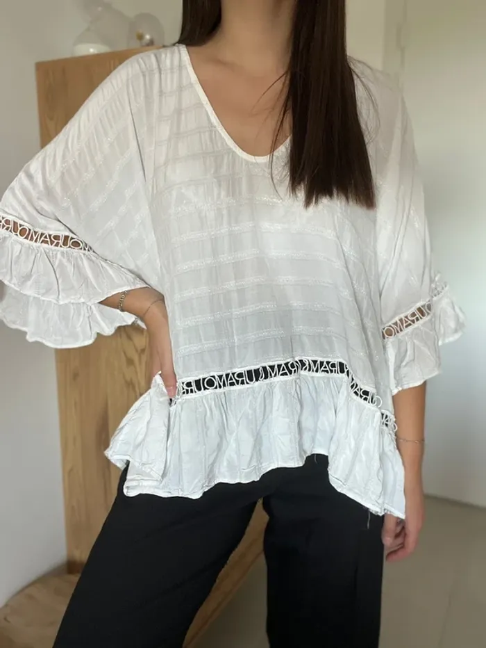Blouse blanche inscription « amour » Maison Marley - photo numéro 2