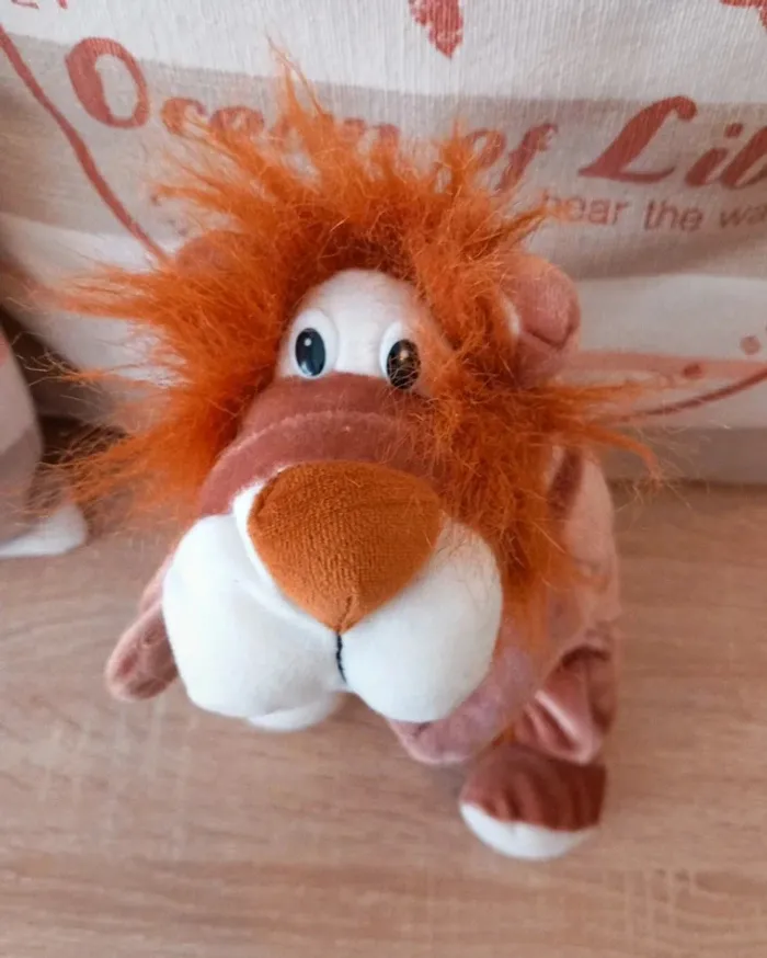 Peluche lion supertoys petit model 30cm marron satiné, très rare - photo numéro 5