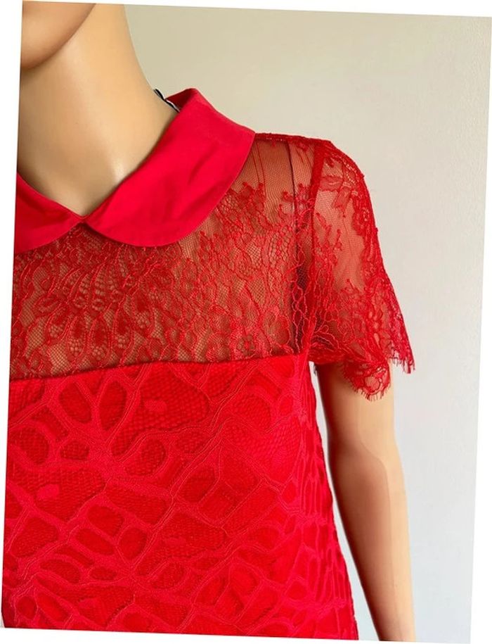 Haut rouge en dentelle à manches courtes Morgan taille S jamais porté - photo numéro 6