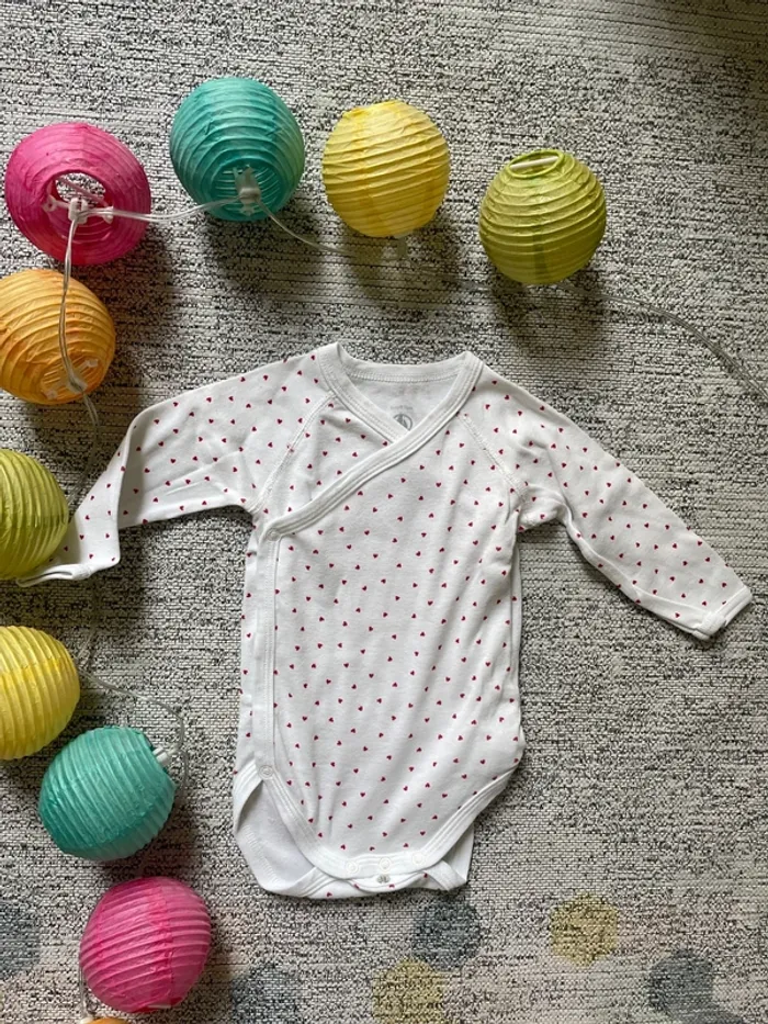 Body manches longues cœur Petit Bateau croisé