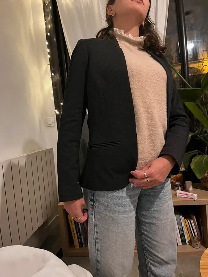 Blazer gris chiné - photo numéro 2