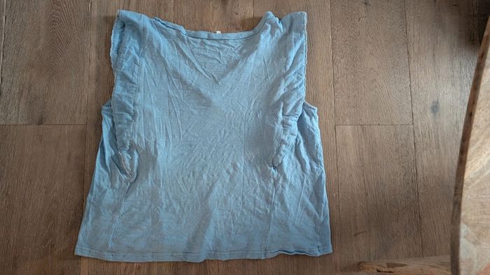 Blouse manche courte bleue manche volants 40 - photo numéro 3