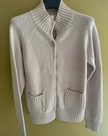 Très beau gilet beige à col montant || 100% coton || L
