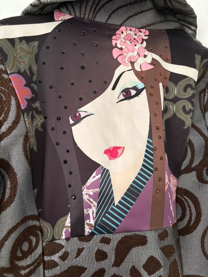 Manteau / Veste Originale Réversible Motif Japonais & Baroque - Taille 36 S - photo numéro 3