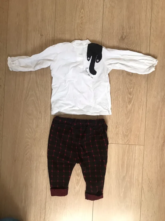 Ensemble 2 pieces t-shirt manches longues et pantalon 6 mois - photo numéro 2
