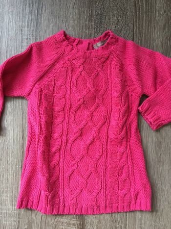 Robe laine rose fushia/ grain de blé/ 3 mois