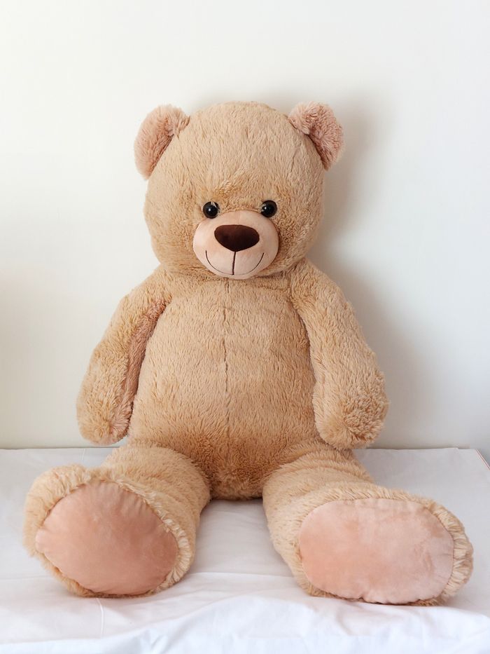 Grande peluche doudou ours géant beige 1 mètre Max & Sax Carrefour - photo numéro 2