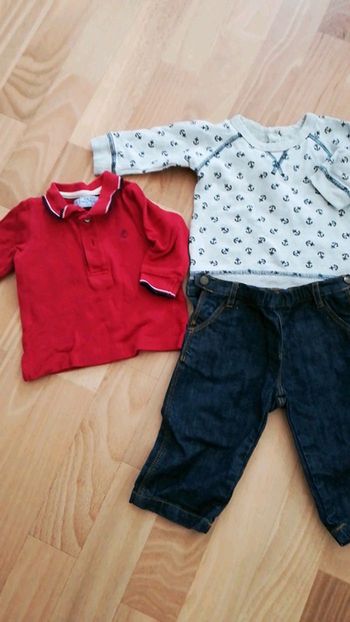 Petit Bateau ensemble garçon 6 mois pantalon polo et jean