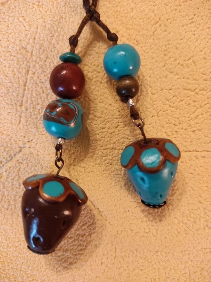 Collier bleu/marron - photo numéro 4