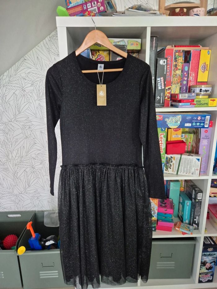 Robe longue noires paillettes Petit Bateau L neuve - photo numéro 3