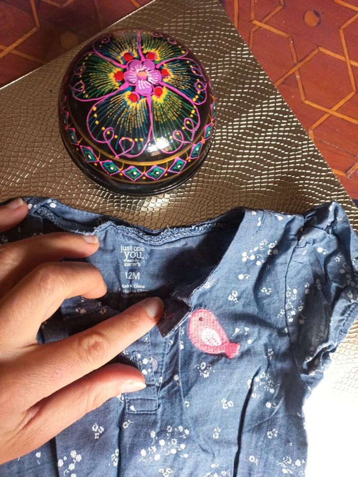 Très belle combinaison 12 mois bleu fleurie - photo numéro 3