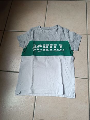 Tee shirt gris, blanc et vert In extenso 8 ans