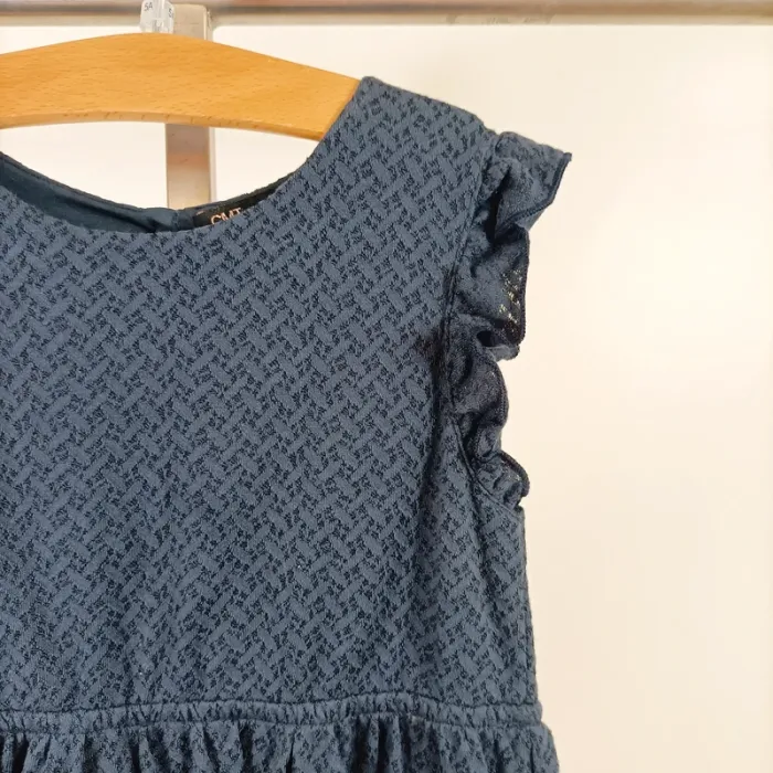 Robe bleue fille 8 ans CMT Collection, sans manches, volantée et texturée A1111 - photo numéro 4