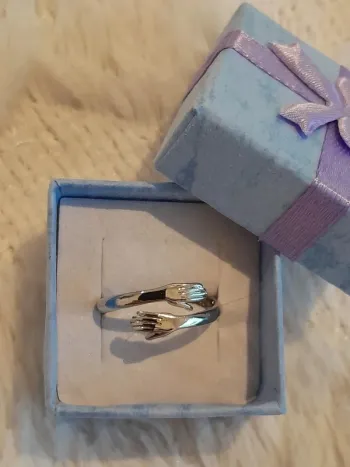 Bague "Amour, Amitié" argentée, réglable