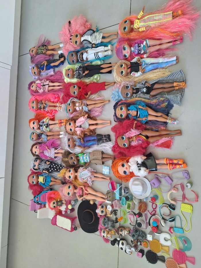 Lot collection poupées OMG LOL + animaux et accessoires