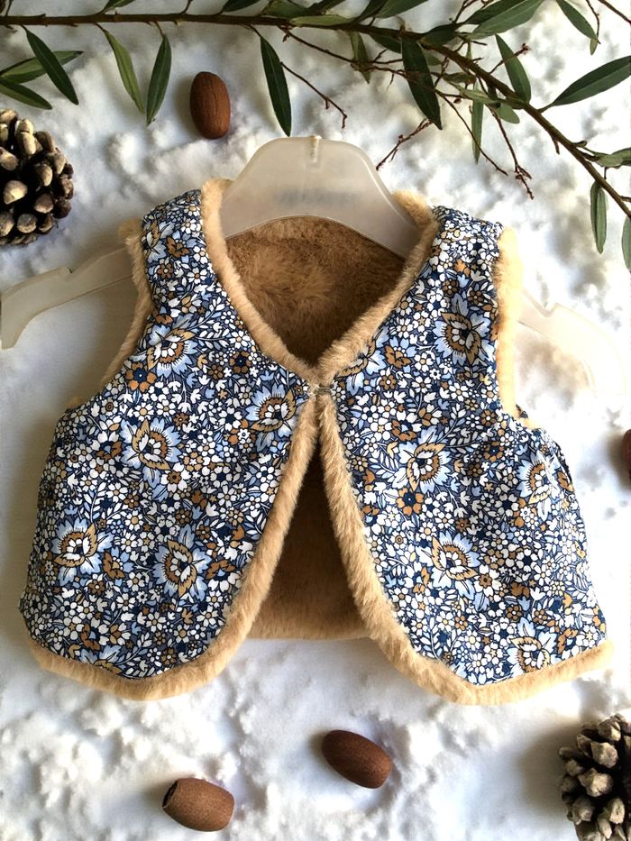 SERGENT MAJOR - NEW - 2P BÉBÉ FILLE IMPRIMÉ LIBERTY, ROBE + BOLÉRO REVERSIBLE 3M - photo numéro 8