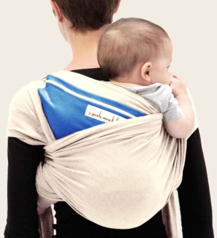 Écharpe de portage JPMBB love radius écru poche turquoise