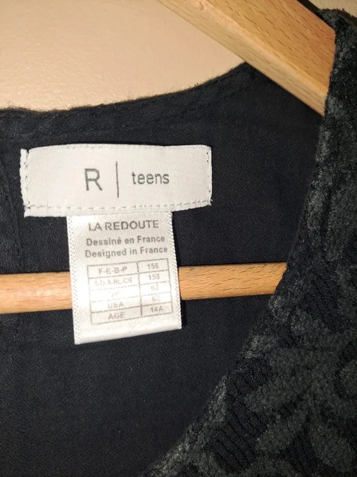 Chemisier fille 14 ans Rteens noir la redoute dentelle tbe plus joli en vrai - photo numéro 2