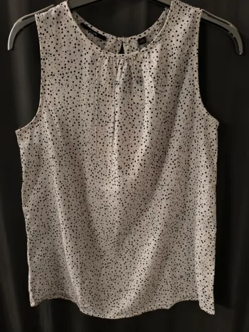 23862 blouse blanche pois noir femme S kiabi