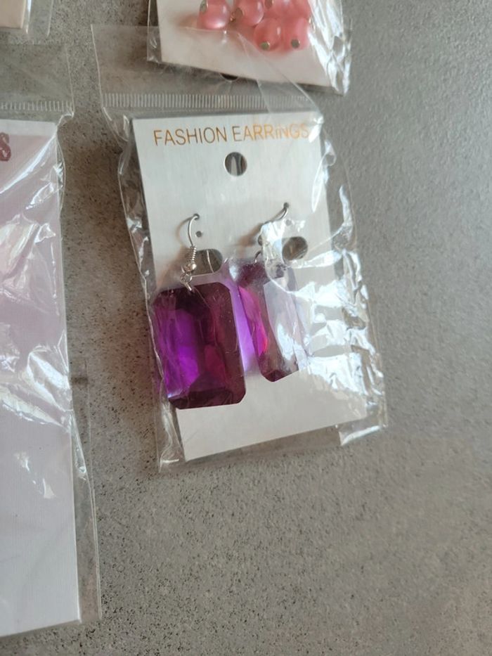 Lot bijoux boucles d'oreilles pendentif perle créole - photo numéro 7