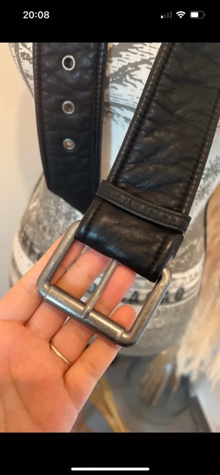 Ceinture noir en simili cuir - photo numéro 2