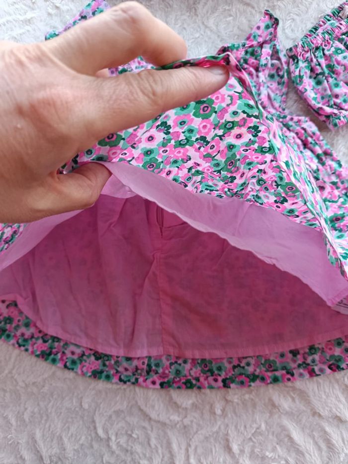 Ensemble 3 pièces (robes+boomer+bandeau) Fille 6 mois Fleurs Dpam 100% coton - photo numéro 8