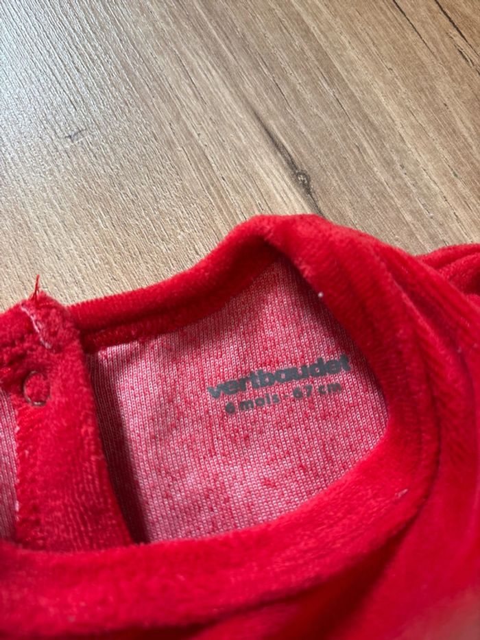 Pyjama velours Noël Renne rouge 6 mois Vertbaudet - photo numéro 4
