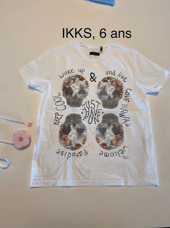 Tee shirt blanc squelette ikks 6 ans