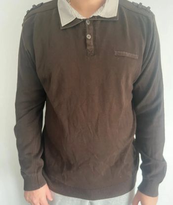 Sweat brun col chemise Armand Thiery XXL