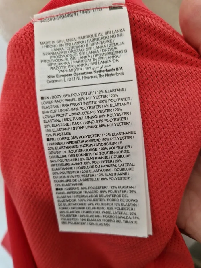 Débardeur brassière de sport nike taille xs rose corail - photo numéro 5
