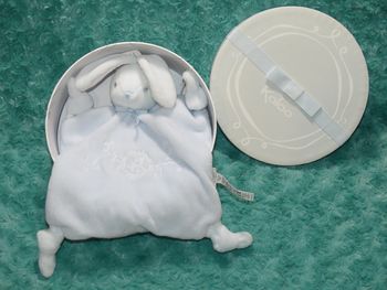 Doudou lapin plat kaloo perle bleu brodé 🐰Neuf