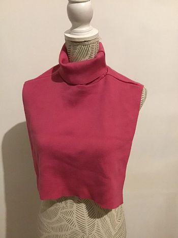 Cache cou col roulé dossard en laine merinos rose taille 3 /12/23)