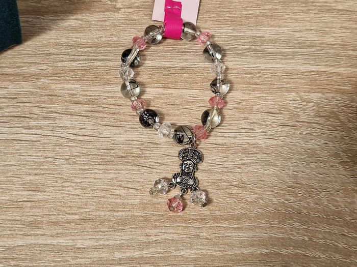 Bracelet Elastique Perles Rose Transparent Noir Maya - photo numéro 7