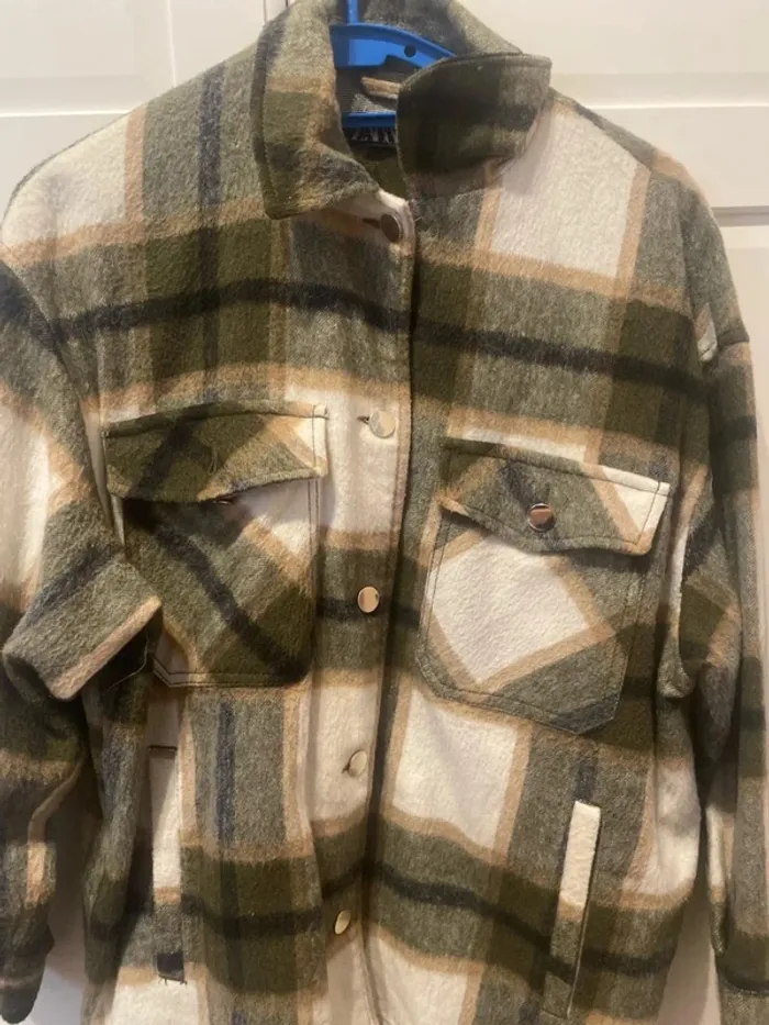 Veste Zara à carreau vert