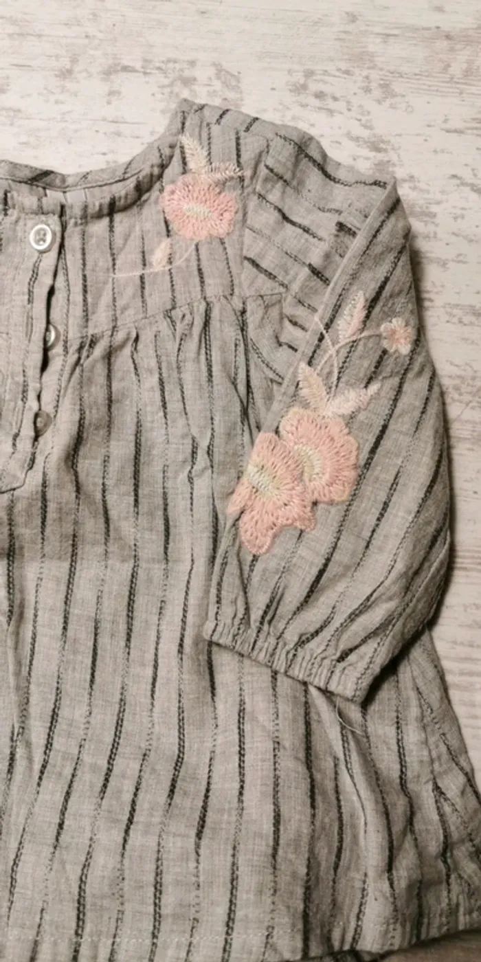 Chemise doublée grise et rose orchestra 9 mois - photo numéro 3