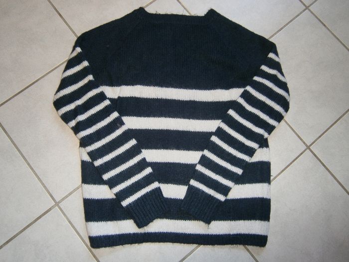Pull ML marine rayé blanc PROMOD Taille 42 - photo numéro 6