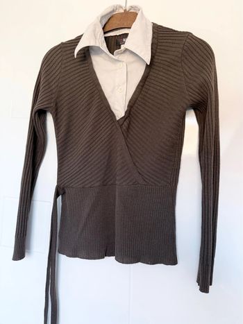 Pull chemise 2 en 1 Morgan marron en S