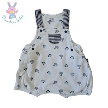 Salopette courte blanc bleu bébé garçon 3 Mois été Obaibi