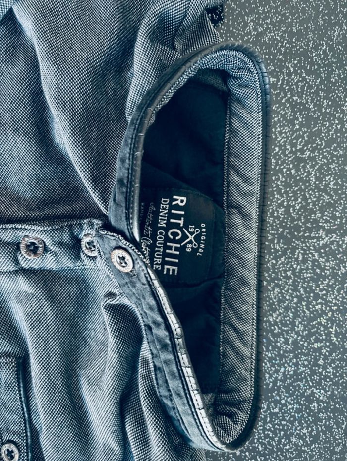 👕 Haut à manches longues col tunisien gris - Taille XXL - photo numéro 3