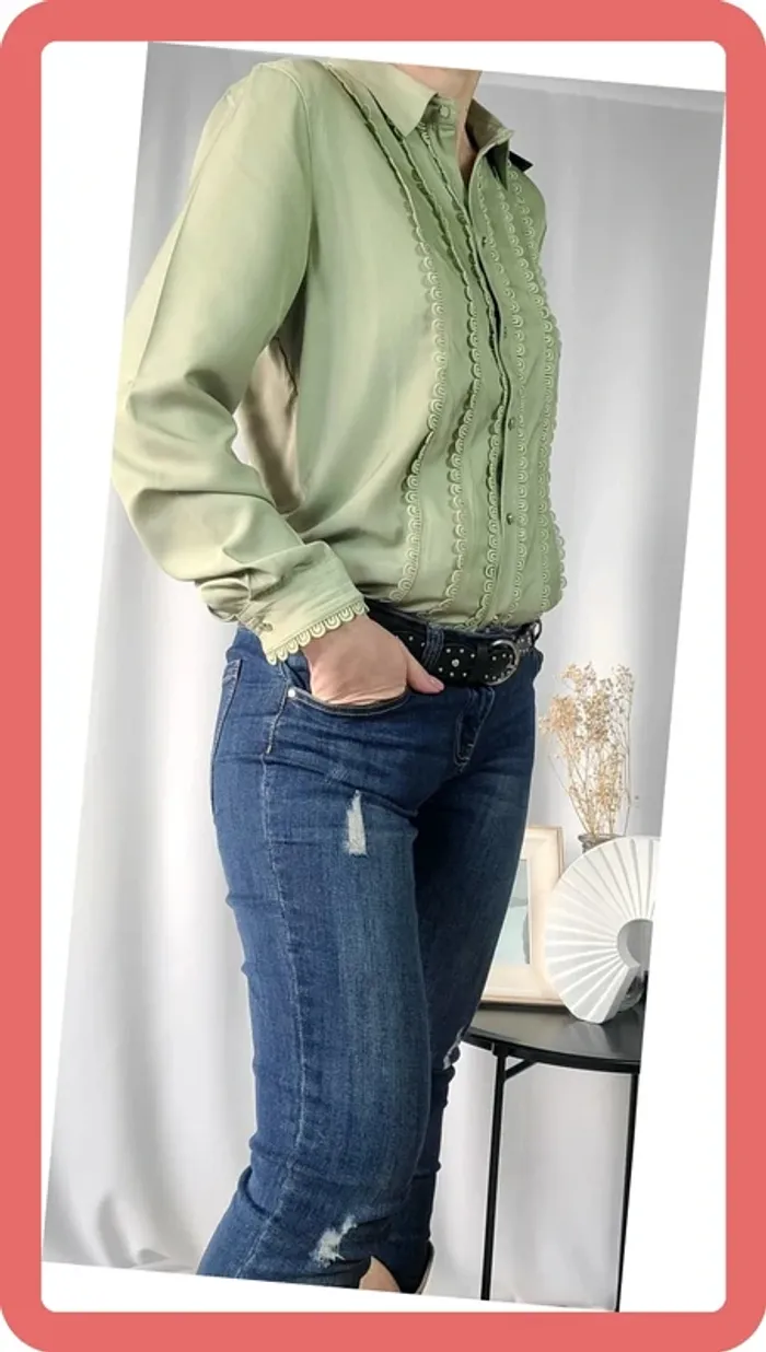 Chemise en tencel et dentelle, Taille S, NEUVE avec étiquette - photo numéro 4