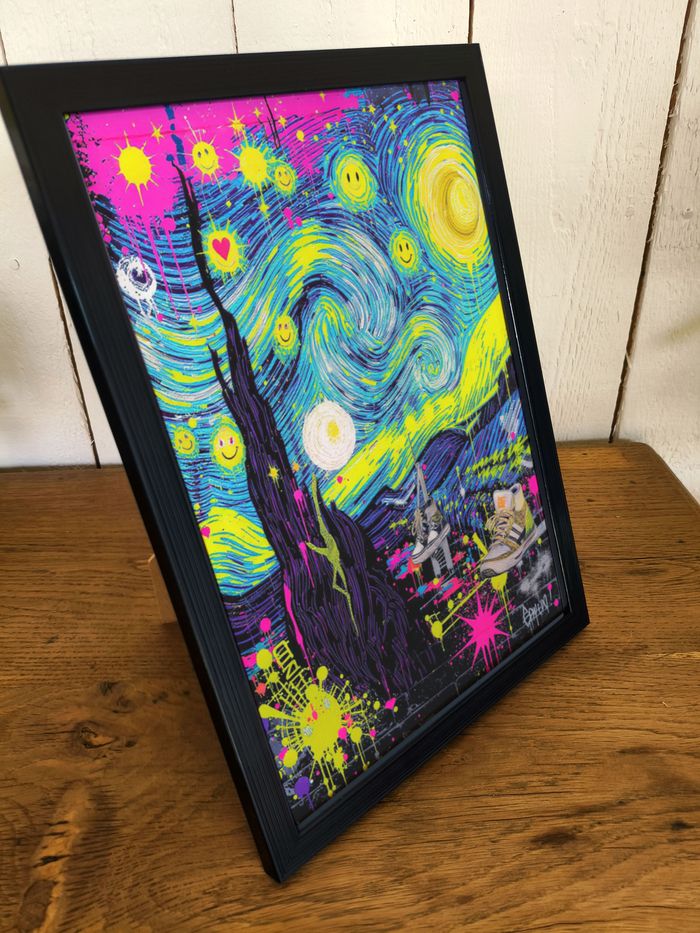 Affiche poster A4 (21×29,7 cm) La Nuit étoilée Van Gogh street art pop art déco murale colorée - photo numéro 2