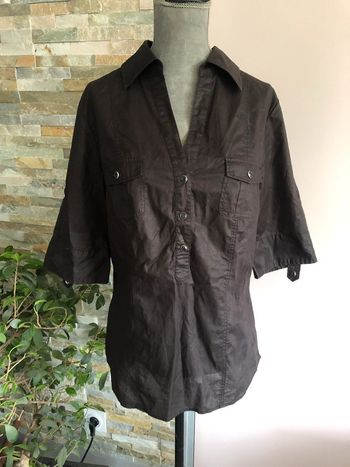 Chemise marron satinée Camaieu 40