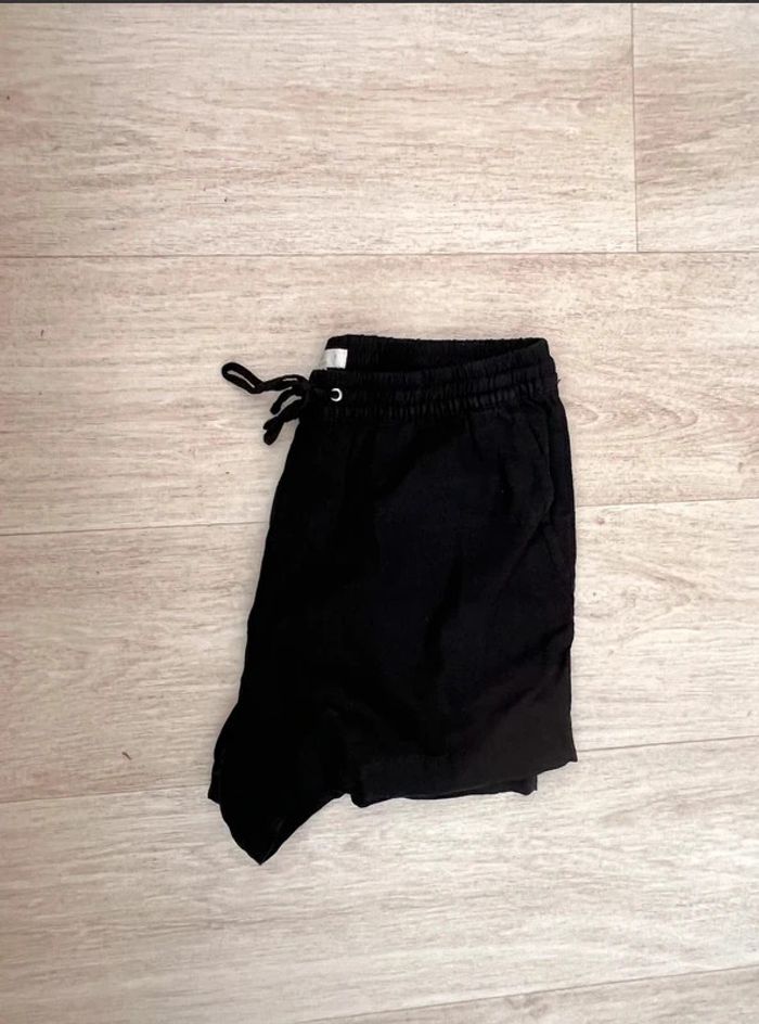 Short noir femme en lin H&M Linen Blend taille élastique - photo numéro 3