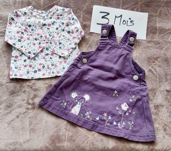 Robe salopette et blouse coloré