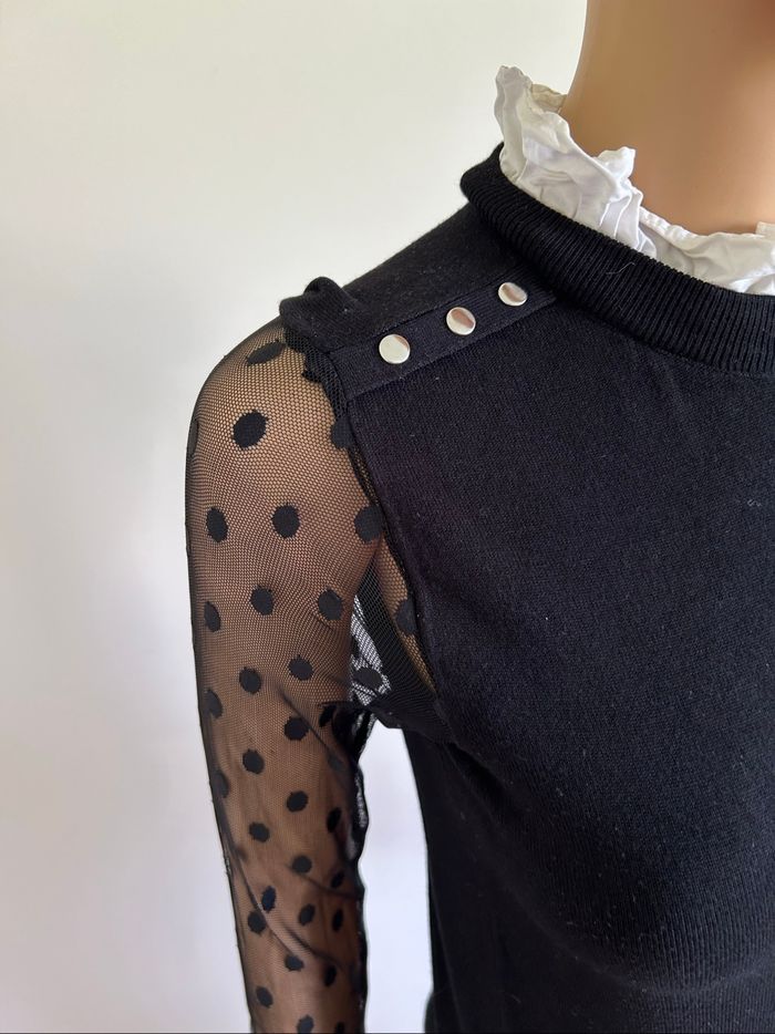 Pull noir et blanc à manches longues Morgan taille XS TBE - photo numéro 4