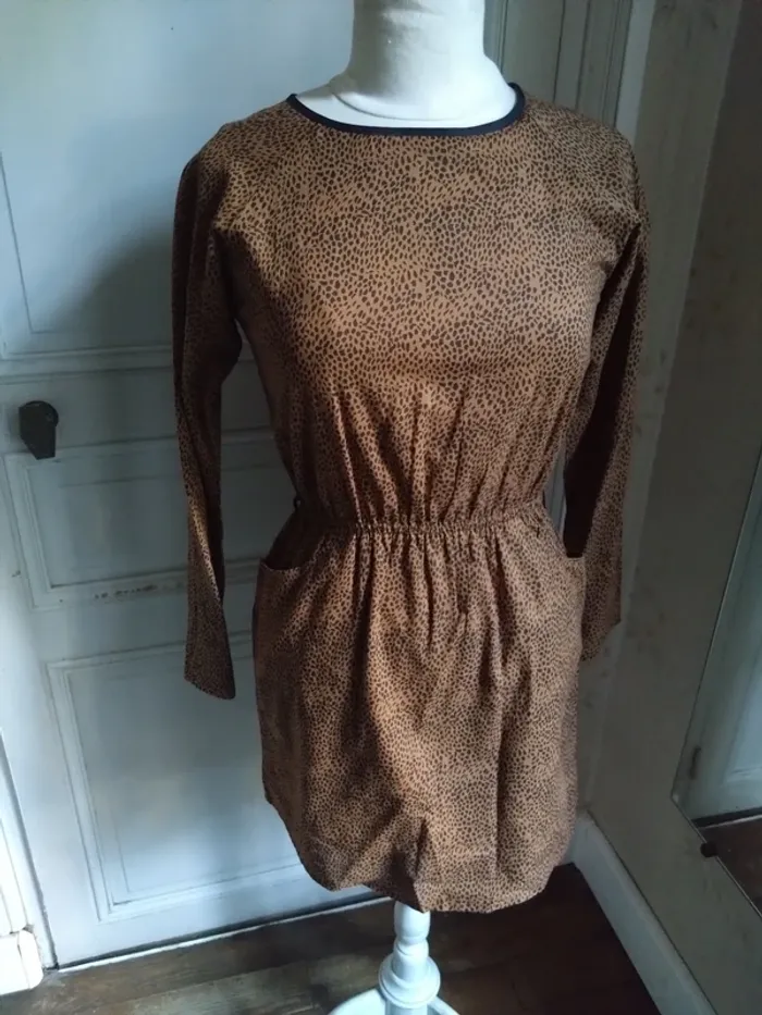Robe courte Juju S’Amuse Deluxe XS/34 imprimé léopard, cintrée & doublée - photo numéro 7