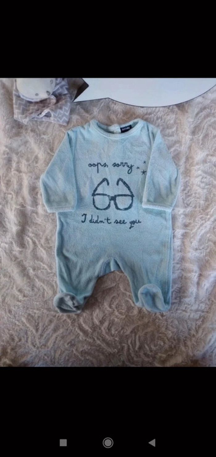 Pyjama grenouillère velours Garçon 1 mois Kiabi lunettes - photo numéro 2