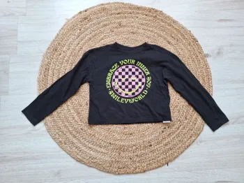 Maillot à manches longues smiley damier Kiabi 8 ans