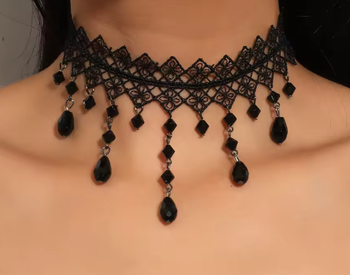 Collier **neuf** dentelle gothique sexy vintage noir (CGP) punk rock